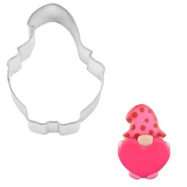 R&M Garden Gnome, Cute Gnome, Holiday Gnome, Elf Cookie Cutter, 3.75" Tinplated Steel, Silver