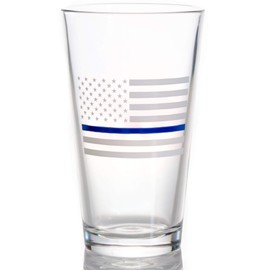BEER PINT GLASS | THIN BLUE LINE - FLAG | Restaurant Quality 16oz Drinking Glasses | Made in USA from LUCKY SHOT