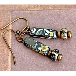 Bronze and Black Marbled Bead Earrings. Jewelry Earrings for Women #3298FE707