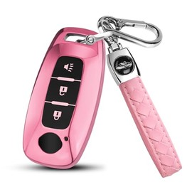 FT FUNTOR para Nissan Funda para Llave, Estuche de Llave TPU de 3 Botones Negros con Llavero, Compatible con Nissan Pathfinder Rogue Kicks 2023 2024 2025 (3-Rosa)