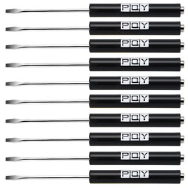 PQY 10pcs Mini Tops And Pocket Clips Pocket Screwdriver Strong Magnetic Slotted Screwdriver (black)