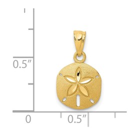 Million Charms 14k Yellow Gold Satin Diamond-cut Sand Dollar Pendant