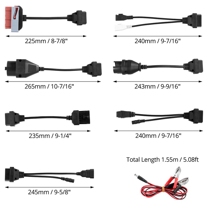 QWORK® 8 Piece Cable Adapter Diagnostic OBD Set, OBD Diagnostic