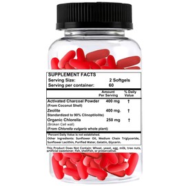 Nikoni Nikoni Liposomal Zeolite, Activated Charcoal & Organic Chlorella, Supports Full Body Detox (240 Softgels)