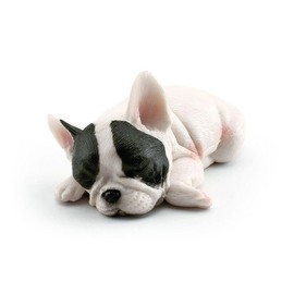 Neko Kamiyama Sleeping French Bulldog Puppy White and Black Miniature Figurine Figurine Model Interior Collector Model