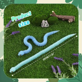 3D Printed Snake Toys - 2Pcs 12'' Crystal-Like Articulated Snake, 3D Printed Simulate Animal Flexible Snake Funny Fidget Toys Home Class Prize Christmas Party Favors（Light Blue+Pale Green）