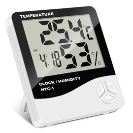 Digital Thermometer Hygrometer, Indoor Humidity Meter Temperature Monitor with Alarm Clock Accurate Temperature Gauge Thermometer Ambient for Home Office Terrarium Incubator Greenhouse Reptile Nursery