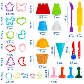 GenioKids Modelling Clay Accessories, Kneading Tool, Magic Sand - 30 Pieces Sand Toy Set, Beach Toy, Modelling Clay, Plasticine, Kinetic Sand Tool for Children, Girls and Boys