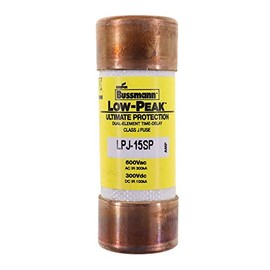 Eaton Bussmann LPJ-15SP Class J Fuse, Time-delay, Dual-Element Current Limiting Fuse, 15 A, Interrupt Rating 300 kA at 600 Vac, 100 kA at 300 Vdc