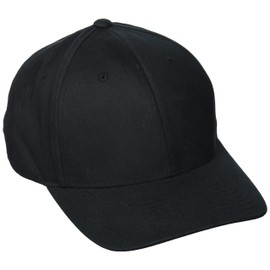 Flexfit Full Cap 6 Panel Baseball Cap with Closed Back and Elastane in 13 Colours and 2 Sizes (S/M And L/XL), Black