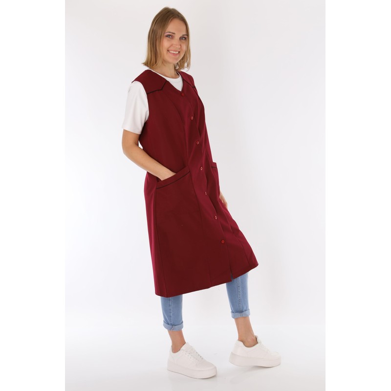 Women's Sleeveless Cooking Apron Apron Button Gown Plain House Dress,