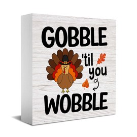 Thanksgiving Decorations Home Farmhouse Decor, Fall decor Autumn Harvest Decor Turkey Wooden Box Sign Kitchen Living Room Office Decor Desk Cubicle Shelf Bookcase Decor Accessories, Thank You Gifts