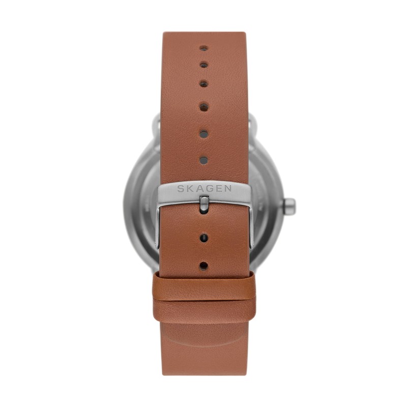 RIIS Three-Hand Medium Brown Leather Watch
