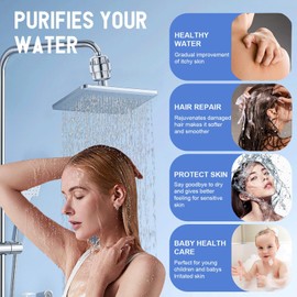 30 Stage Shower Filter for Hard Water - High Output Shower Water Filter to Remove Chlorine Fluoride Heavy Metals, Improves The Condition of Your Skin, Hair and Nails(1 Shower Filter and 2 Cartridges)