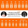 modelones Gel Nail Kit Almond, Upgrade 15Sizes Fake Nails, 9-in-One
