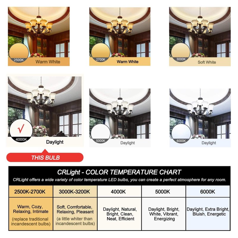 CRLight 2W 4000K LED Candelabra Bulb Daylight White Glow 10