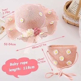 Straw Hat and Small Bag Set, Girls Children Summer Sun Hat, Sun Hat Children with Bow, Beach Hat Outdoor Activities for Tourism, Holiday, Travel, Beach, Outdoor Activities, L3PL