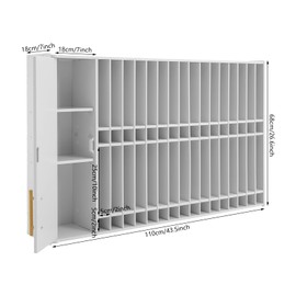 Hair Color Organizer Rack,Salon Station with Barber Cabinet,Wall Mount Barber Beauty Station with Adjustable Compartments,Hair Organizer Equipment Holder for Beauty Shop Use (White)