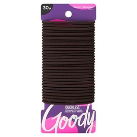 Goody Ouchless Elastic Hair Ties, 30 Ct, Brown, 4MM Rubber Bands, Pain-Free Styling Accessories for Women & Men, Made for Long-Lasting Braids, Ponytails & More, All Hair Types