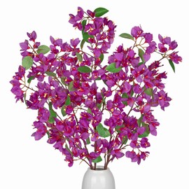 Briful 3PCS Bougainvillea Artificial Plants & Flowers Branches 37.4in Silk Bougainvillea Floral Stems Fake Flowers Bouquet for Home Office Wedding Party Table Centerpiece Vase Decor(Purple)