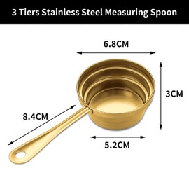 2 Pcs 3-in-1 Stainless Steel Measuring Spoons 75ml Coffee Measuring Spoon (Golden)