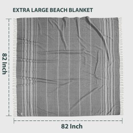 LANE LINEN Beach Blanket – Sand-Free, Extra-Large Picnic Mat, Quick-Dry, Pre-Washed Design (82"x82"), Beach Essentials for Family Picnics and Poolside Relaxation, Machine Washable – Smoky Black