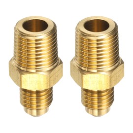 uxcell 2pcs Brass Flare Tube Fitting 1/8" OD x 1/8" NPT Male Half Union Gas Adapter Flare Brass Couples Pipe Connector for Gas Systems