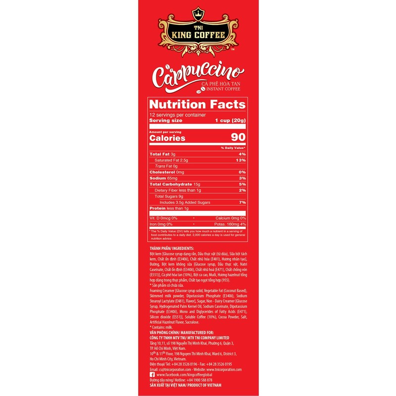 King Coffee Cappuccino Hazelnut-Box 12 sticks