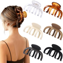 Hair Clips for Women 3.5 Inch Medium Hair Claw Clips for Girls Thin Thick Hair Matte Banana Jaw Clips Hair Accessories for Women (Transparent)