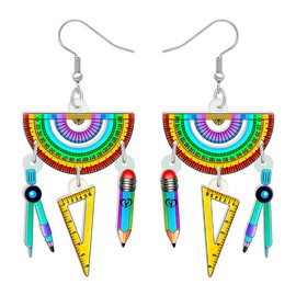 NEWEI Fun Teacher Earrings Back to School Dangle Book Apple Jewelry for Women Girls Kids Crayon Pencil Charms (Math)