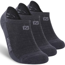 ZEAL WOOD 3 Pairs Merino Wool No Show Athletic Mens Womens Ankle Wool Cushion Tennis Summer Low Cut Wool Cycling Hiking Moisture Wicking Socks for Men Women -Black M