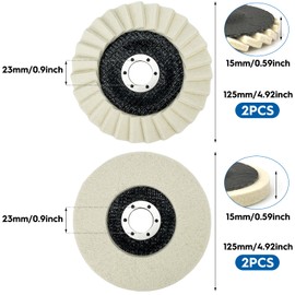 Wool Polishing Disc, Diameter 125 x 22 mm, Wool Felt Polishing Pad, Buffing Disc with Mandrel, Brush Set Conical, Wheel Polishing Cone, Felt Shine Polishing Disc, for Angle Grinder (2 Styles)