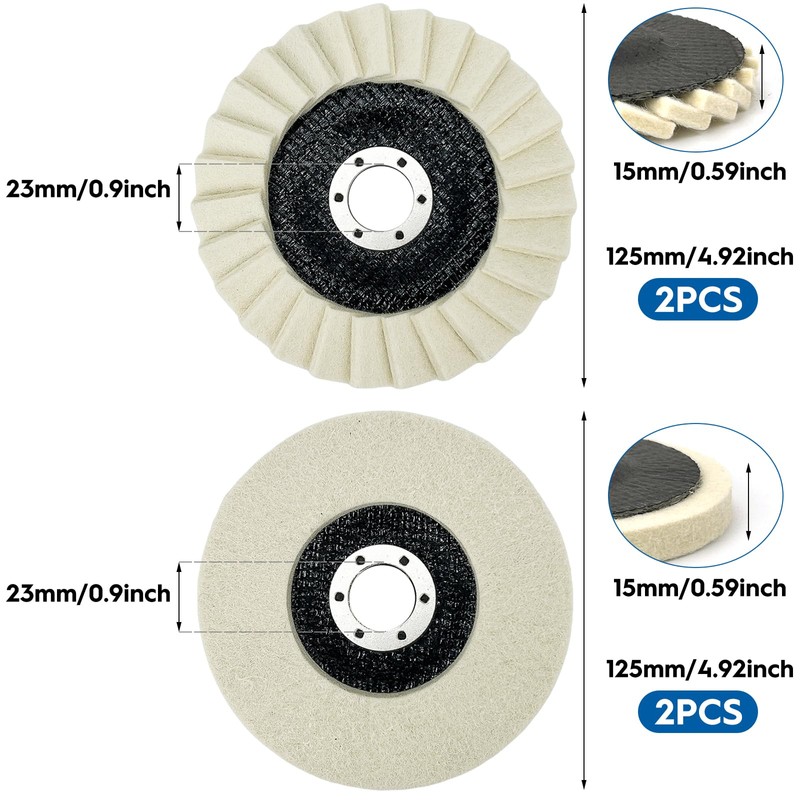 Wool Polishing Disc, Diameter 125 x 22 mm, Wool Felt