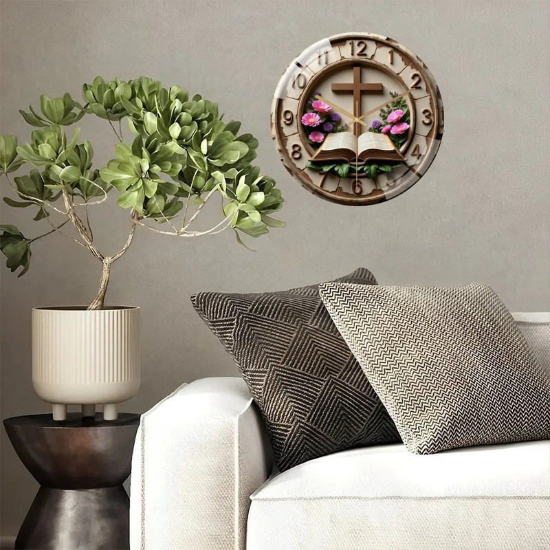 30x30cm Round Glass Wall Clock that Matches its Description and