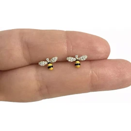 Jextech Aretes De Abejita Lindos Circonita Y Latón Abeja Pendientes