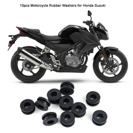 Suuonee Motorcycle Fairing Discs 10 Pieces ABS Black Motorcycle Rubber Trim Discs