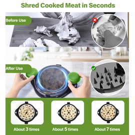 Chicken Shredder Chicken Breast Shredder Tool Twist, Meat Shredder Chopper Masher for Chicken Beef Pork with Stainless Steel Spikes Kitchen Gadgets Essentials (Green&Black)