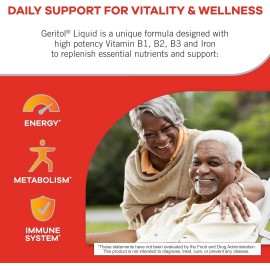Geritol Liquid Multivitamin and Iron Supplement for Energy Support 12 Fl Oz