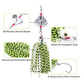 Goture 6pcs Spinner Baits Lures Kit Topwater Buzzbait Lures Multicolor Metal Buzz Bait Swim Jigs Hard Soft Spinnerbait Swimbait Blades with Sharp Hook Saltwater Freshwater Pond Fishing Tackle