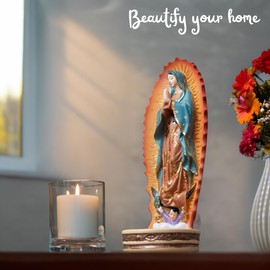 Virgen de Guadalupe Statues 12 Inch - Our Lady of Guadalupe Statue - The Blessed Virgin Mary Statue - Estatua de la Virgen de Guadalupe - Rosary Holder - Holy Water Font