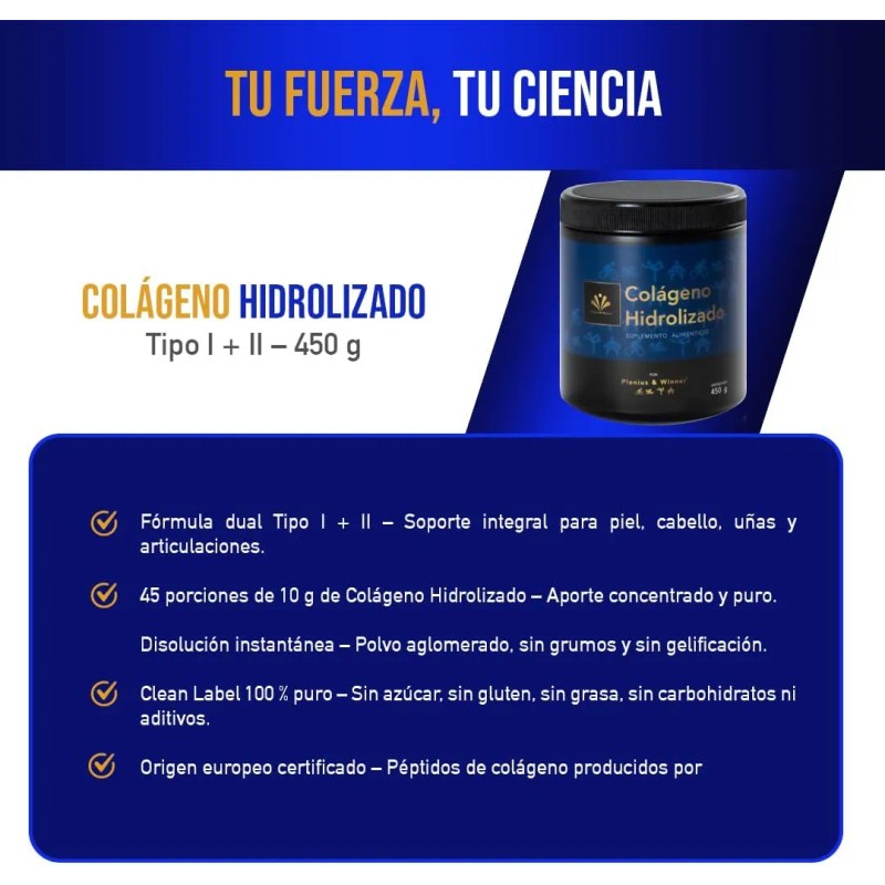 Colágeno Hidrolizado Tipo I Y Ii En Polvo Plenius &