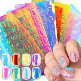 XEAOHESY 11 Sheets Aurora Nail Foil Sticker Cellophane Nail Film Holographic Nail Art Stickers Laser Nail Decals for Women Girls Nail Art Decoration