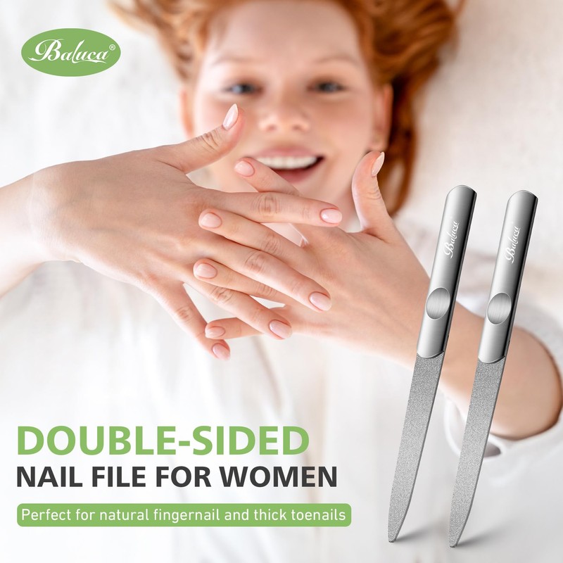 BALUCA Stainless Steel Diamond Nail File for Natural Acrylic Nails,