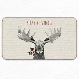 Nogrit Christmas Door Mat Outdoor Indoor,Christmas Door Mats for Front Door,Christmas Front Door Mat,Funny Merry Kiss Moose Christmas Xmas Floor Mats Non-Slip Door Mat 17x30 Inch,Christmas Decor