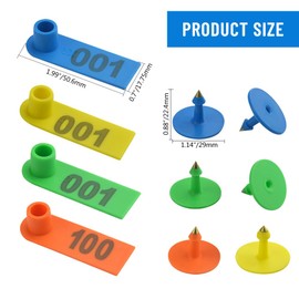 WMYCONGCONG 400 PCS 1-100 Plastic Livestock Ear Tag Animal Tag for Goat Sheep Pig, Blue Yellow Orange Green