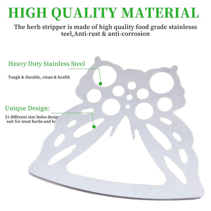 Stainless Herb Stripper, Easy to Clean Butterfly Handleless Pottery Herb