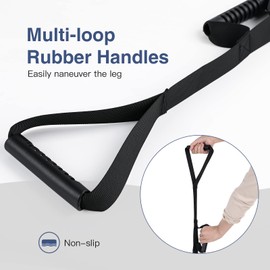 Multi-Loop Leg Lifter Strap 42in Adjustable Leg Lifter Rigid Hand Strap Padded Foot Loop with 3 Hand Grip Aid Device for Recovering from Hip Knee Replacement Getting in Out of Bed Couch Car Wheelchair