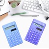 Blue Basic Standard Calculators Mini Digital Desktop Calculator, Solar Power