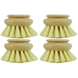Novaliv 4 x Replacement Brushes, Natural Fibre, Large, Interchangeable Head, Washing Up Brush, Kitchen Brush, Mixing Pot, Brush, Scouring Brush, Wooden Brush, Kitchen Dish Brush, Plastic-Free Products