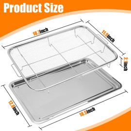 Foedo 18 Inch Oven Air Fryer Basket and Tray, Extra Large Stainless Steel Air Fryer Basket with 100 PCS Parchment Papers, Dishwasher Safe & Rustproof (18.7" X 12.8")